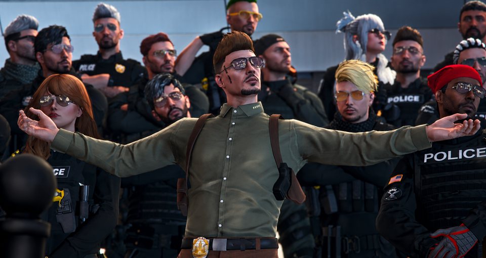Ciantic officers gathered with their command team